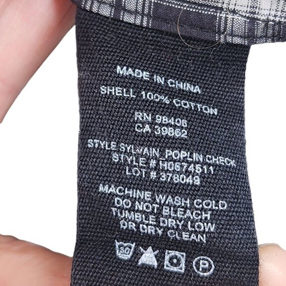 Theory Plaid Button Front Dress Shirt Men's Size S Black and White - Picture 5 of 8